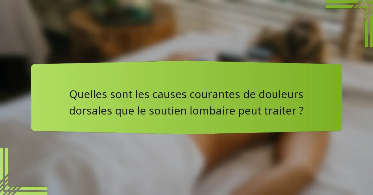 Quelles sont les causes courantes de douleurs dorsales que le soutien lombaire peut traiter ?