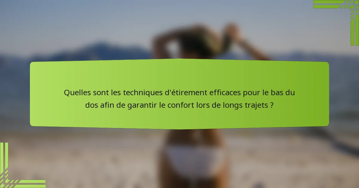 Quelles sont les techniques d'étirement efficaces pour le bas du dos afin de garantir le confort lors de longs trajets ?